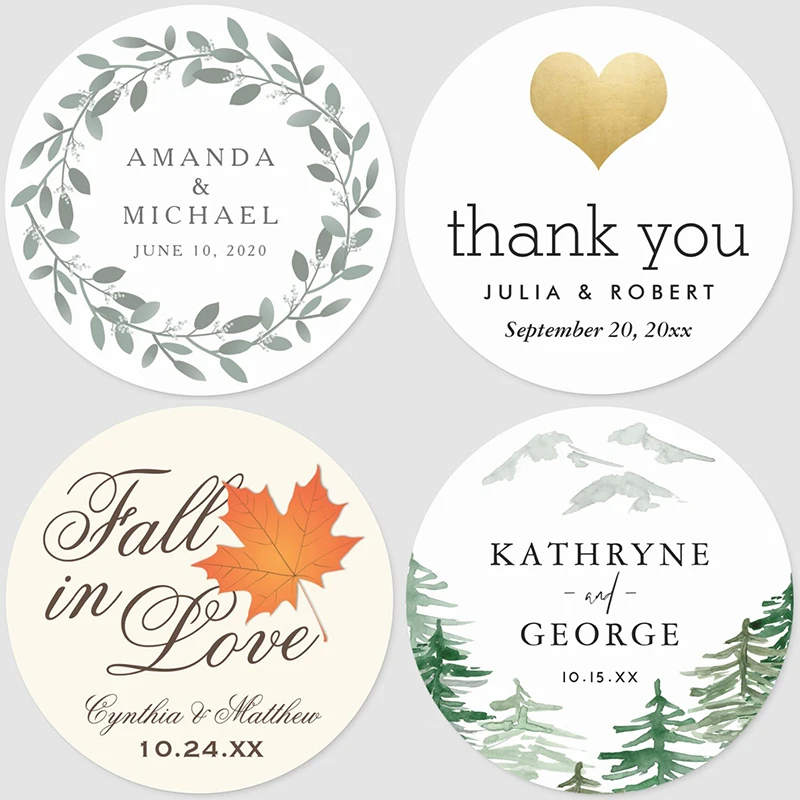 100 штук Индивидуальные персонализированные свадебные наклейки логотипы фото