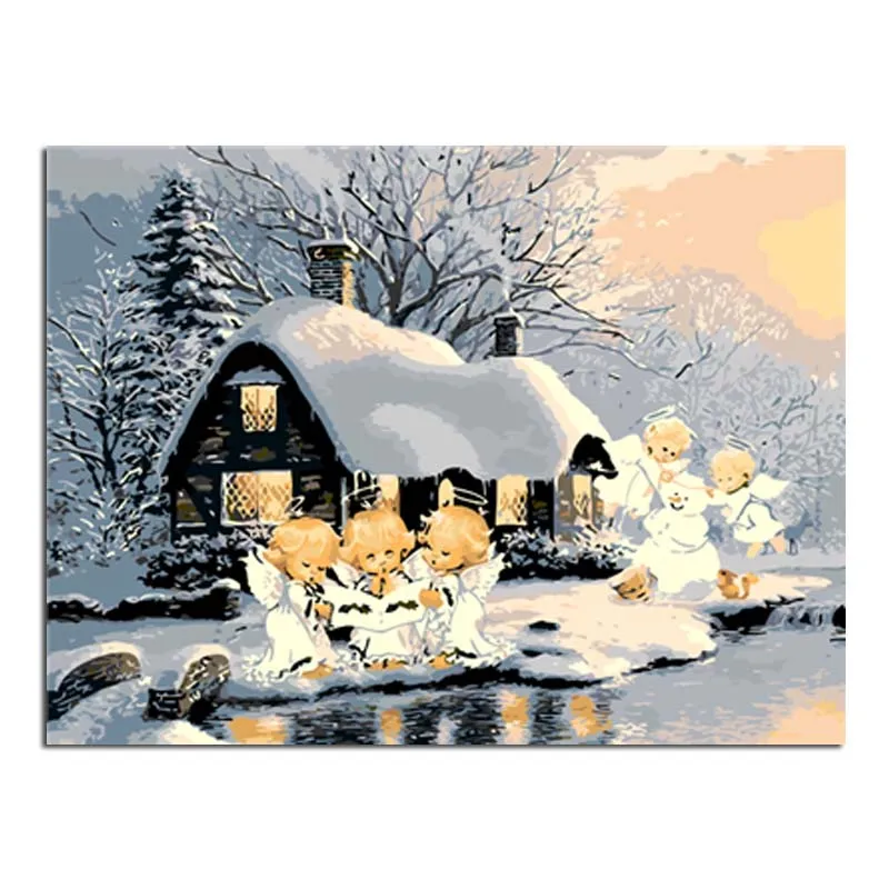 

Artwork Angels In The Snow DIY Digital Painting By Numbers Acrylic Paint Abstract Modern Wall Art Canvas Painting For Home Decor