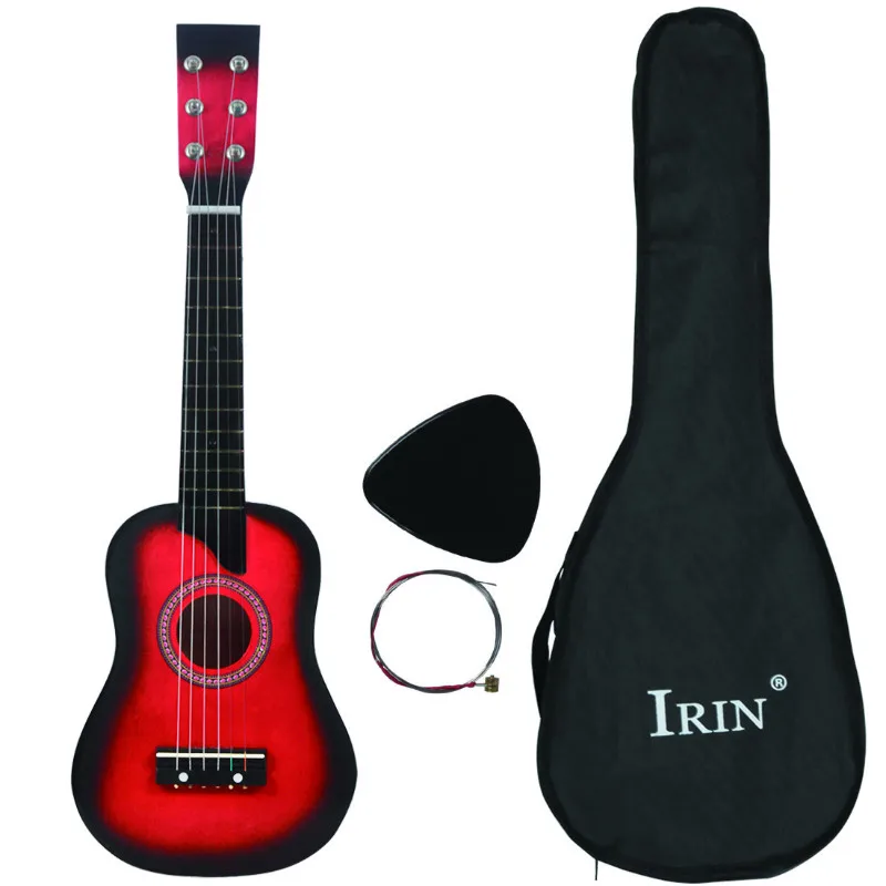 Red IRIN 25 дюймов Акустическая гитара из липы с сумкой, струны для гитары, аксессуары для детей и начинающих, 6 струн для гитары - Цвет: Red