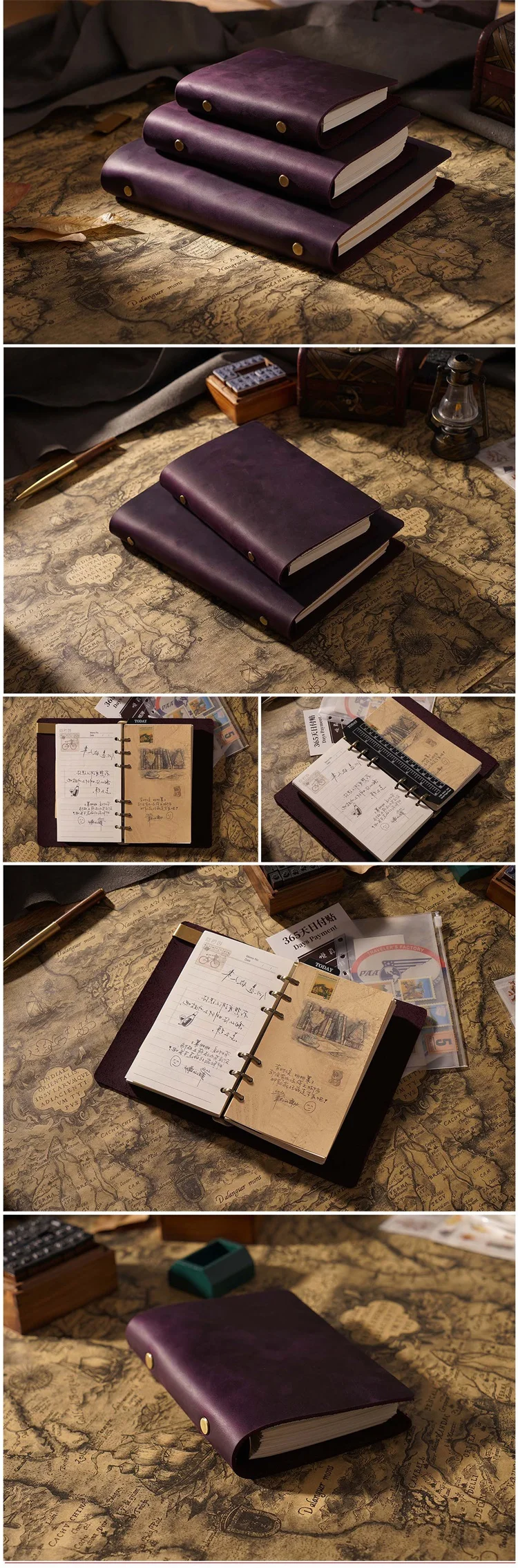 de couro caderno retro planejador diário viagem