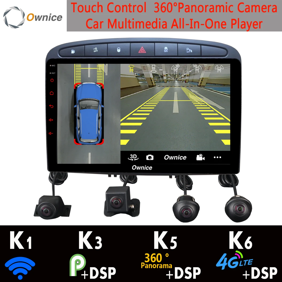Автомобильный мультимедийный плеер камера 360 ° 4G WiFi Android 9 0 64G GPS радио CarPlay DSP для