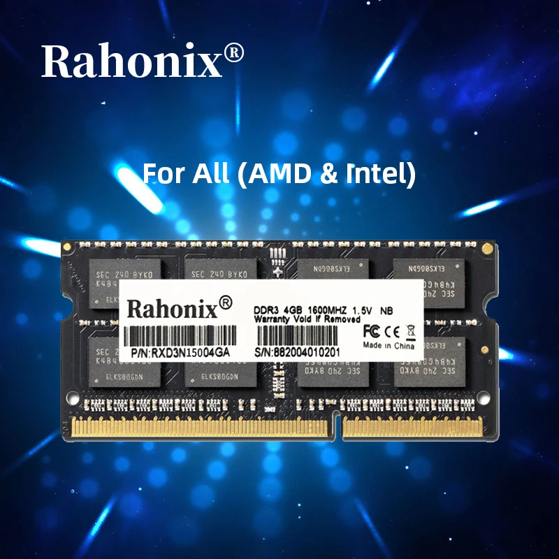 Rahonix DDR3 4 ГБ 8 1333 МГц 1600 memoria Оперативная память 1 5 V Тетрадь 204Pin памяти ноутбука SO-DIMM