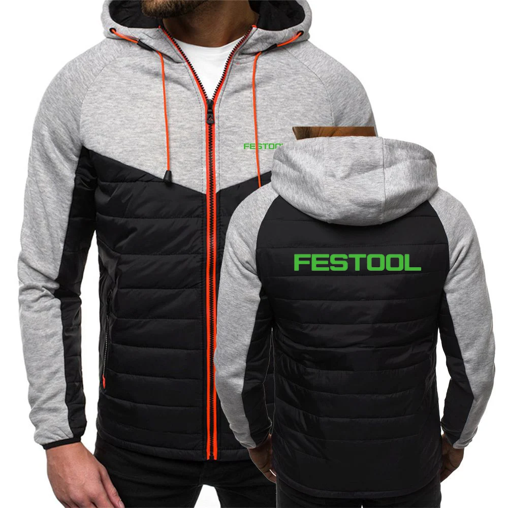 Mens Classic Long Sleeve Hoodies Solid Color Padded Zipper Jacket