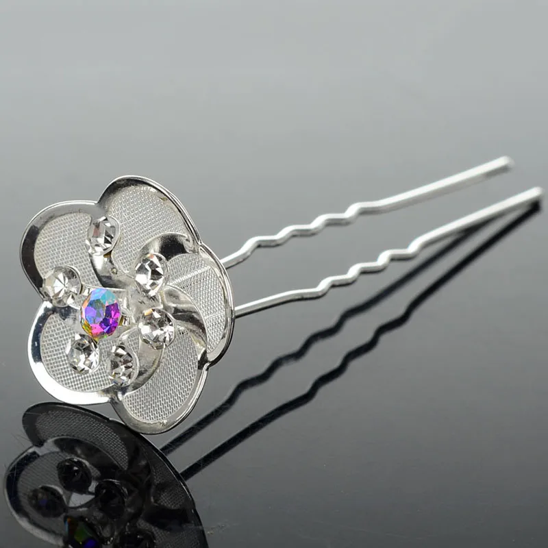 20 шт./лот свадебные заколки для волос с кристаллами и цветами женские со стразами