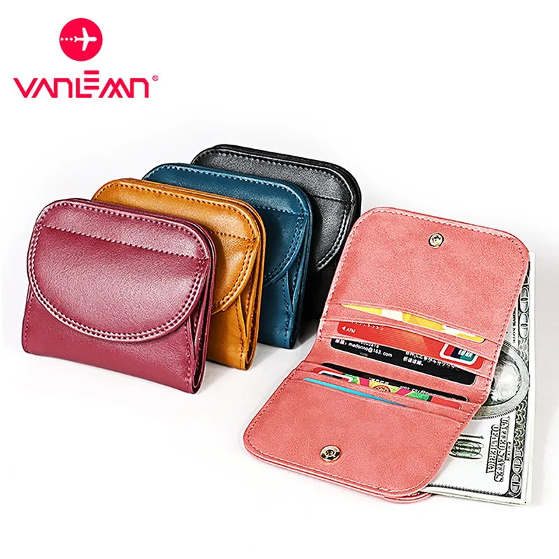 

Leather Rfid Wallet Women Vintage Card Wallet Holder Ladies Slim Wallets Coin Purse Womens Minimalist CardWallet Short Money Bag