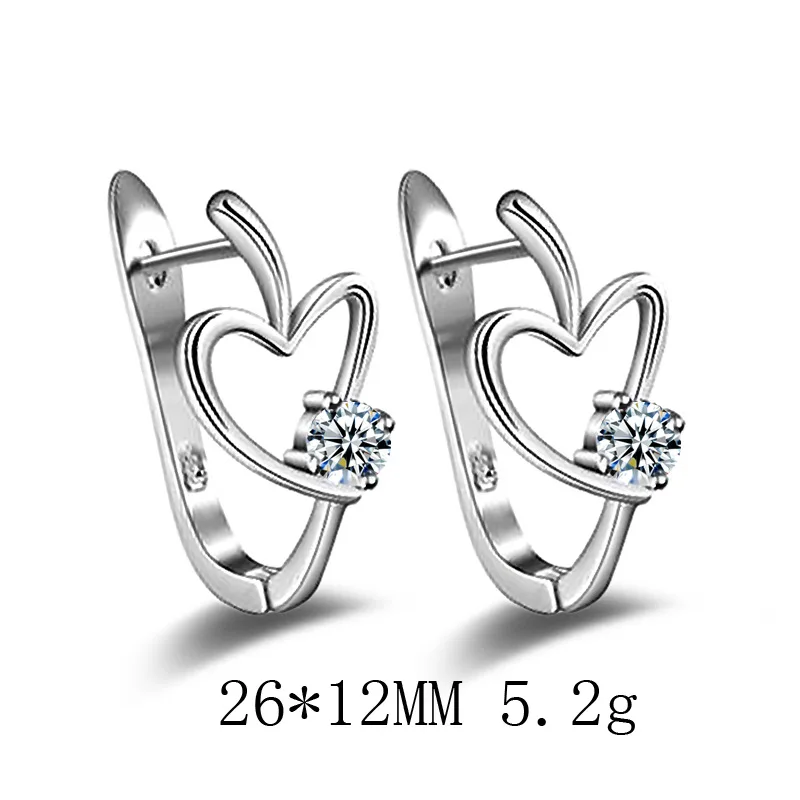 New Sterling Silver 925 Earrings Heart-Shaped Zircon Earrings Earrings Woman Wedding Gift Jewelry