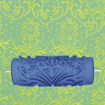 

15cm Wall Decoration Flower Pattern Empaistic Painting Roller for Decorating Machines DIY Blue