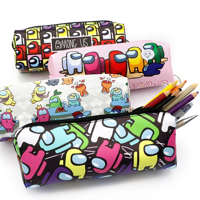 AMONG US Game Pencil Case High Capacity Pen Bags Anime Cute Spaceman Pencil Bags for Girls