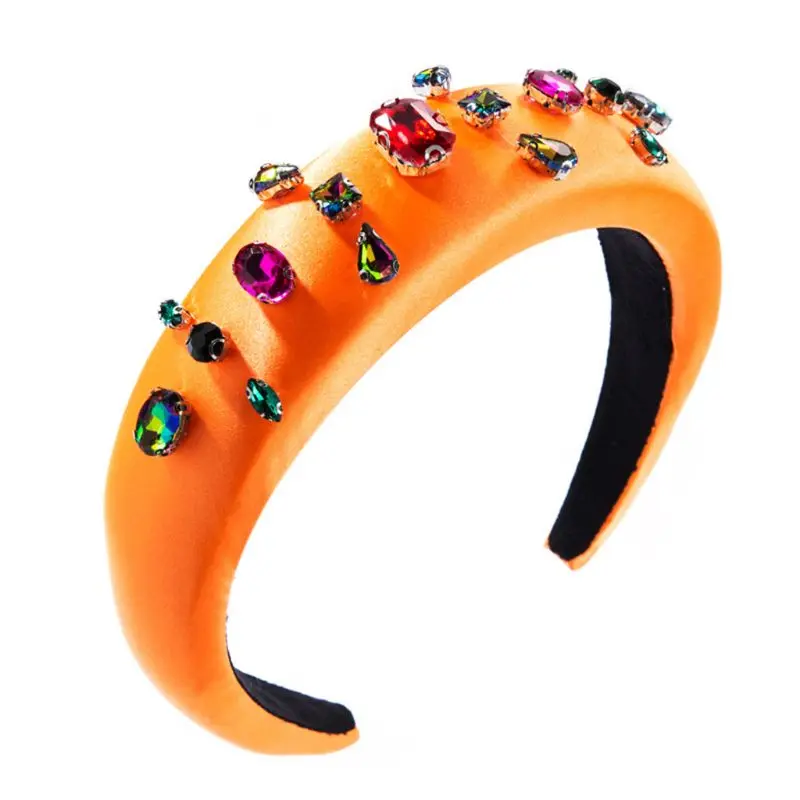 Барокко Рождество Губка Мягкий оголовье красочные блестящие стразы обруч для волос 24BC