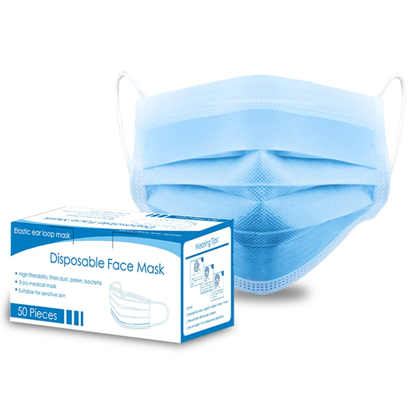 

Disposable Masks Mouth Mask 3-Ply Anti-virus Anti-Dust pk FFP3 KF94 N95 Nonwoven Elastic Earloop Salon Mouth Face Masks 50 pcs