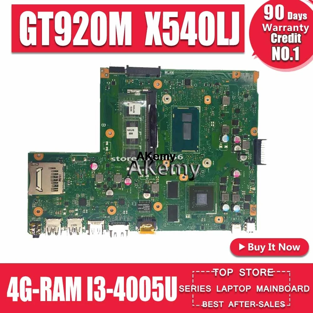 Koop X540LJ Laptop Moederbord Voor Asus Vivobook X540L X540LJ F540L A540L Originele Moederbord 4G RAM I3 4005U GT920M