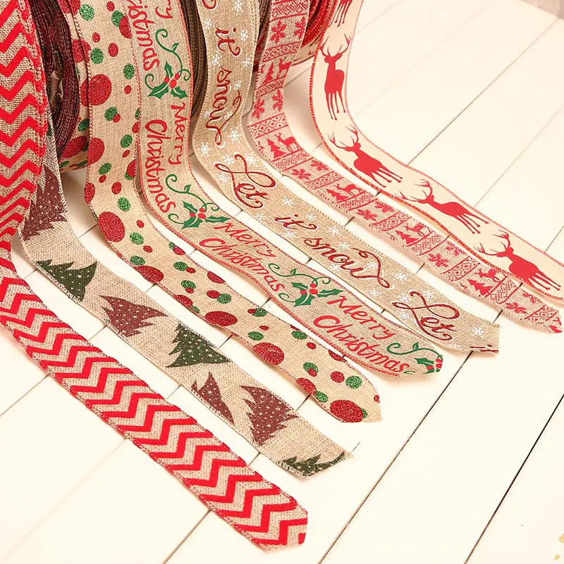 2 метра Рождественская лента Красная льняная Рождественская Снежинка кружевная лента для свадьбы Рождественская елка украшение DIY швейная ткань