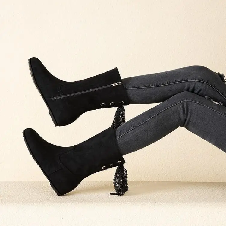 

oliHidden Heel Boots Ankle For Women Lace Up Spring low heel Riband Shoes Woman 2019 Solid Ladies Size 10 Womens 42 autumn