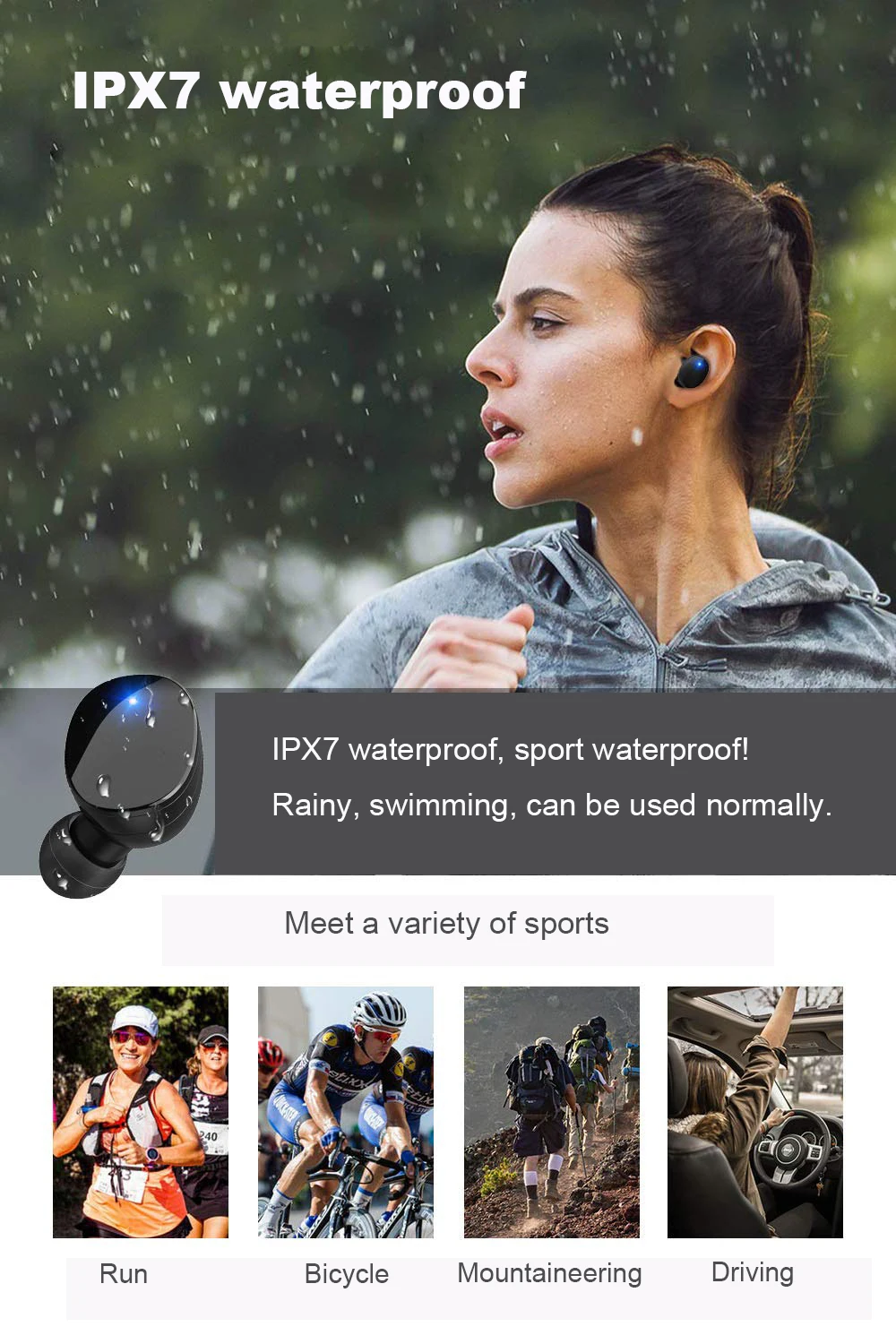 Bluetooth наушники IPX7 водонепроницаемые 72 часа непрерывный привод AAC8.0 CVC8.0 шумоподавление беспроводные наушники автоматическое подключение Автоматическое включение/выключение Совместимость для iPhone/Android