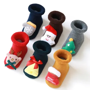 

High Christmas Cartoon Non-slip Baby Warm Floor Socks Autumn Winter Plus Thickening Flexible Baby Socks KTC 66