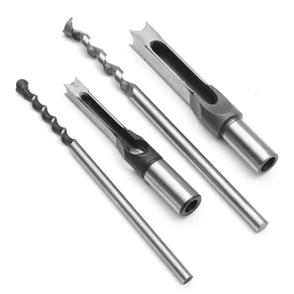 2pcs 10mm/16mm Square Hole Saw Drill Bit Mortising Chisel Auger Drill Bit Wood Working Tool