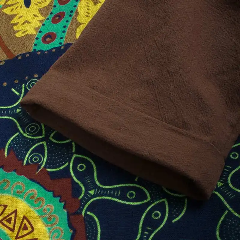 Kaftan, хлопковые топы, женская блузка с принтом,, ZANZEA, повседневные рубашки с длинным рукавом, женские блузы с круглым вырезом, Лоскутная сорочка размера плюс