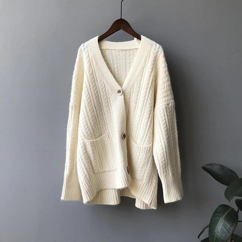 Knit Twist Women Cardigan Button Knitted Cardigan Solid Color Short Knitted Sweater Knitwear Outwear Tops