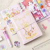 Cute Pink Sakura Anime Loose-leaf Diary Notebook Colorful Pages Spiral 6 Holes Binder Notebook Journals Planner Stationery Set ► Photo 3/6