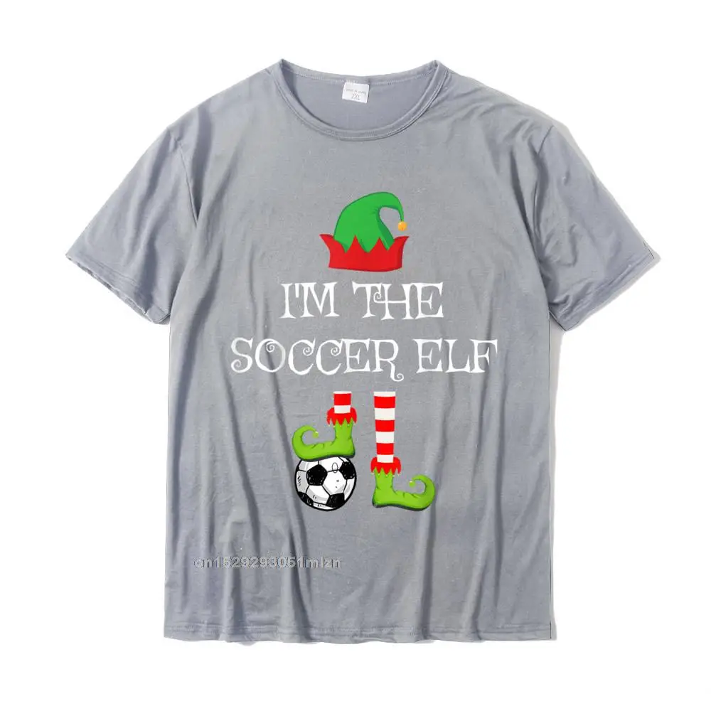 3D Printed Pure Cotton Tops Tees for Men Cool T Shirts Funny 2021 Hot Sale Round Collar T Shirt Short Sleeve Wholesale Im the Soccer Elf Matching Family Group Christmas T-Shirt__5255 grey