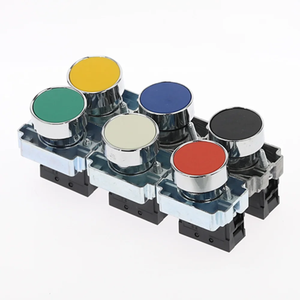 

6Pcs Momentary Push button switch with light 22mm 10A 240V~3A Circular small size Flat round Panel NC/NO XB2-BA31 XB2-BA42