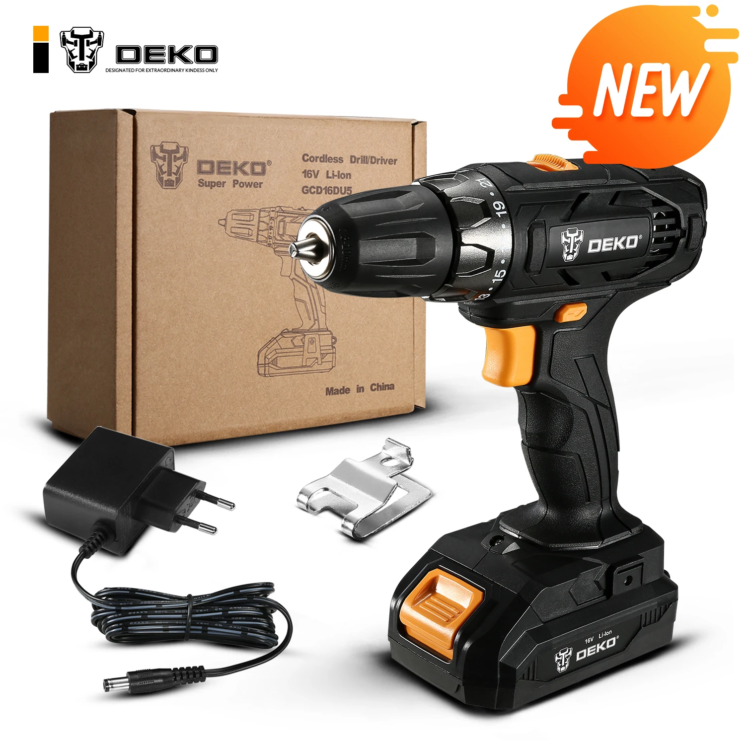 

DEKO GCD16DU5 16V 16Volt Max Electric Screwdriver Cordless Drill Mini Wireless Power Driver DC Lithium-Ion Battery 2-Speed