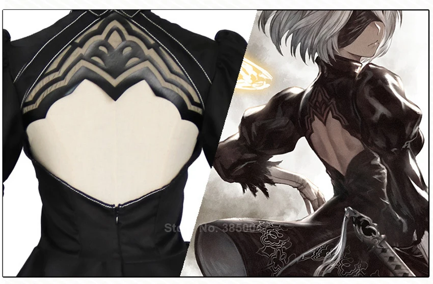 DokiDoki-SR игра Nier Automata Косплей Костюм jorha 2B сексуальная одежда набор девушка черное платье парик Хэллоуин костюмы для женщин вечерние