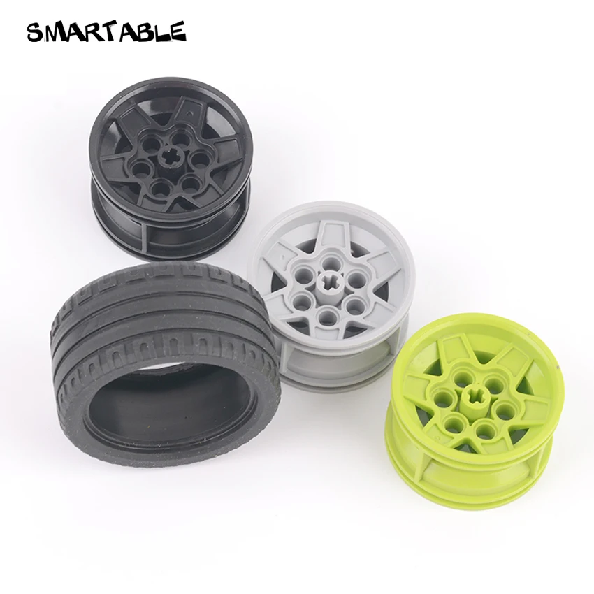 

Smartable Technical 56x28 mm Wheel +Tyre MOC Parts Building Block Toys For Car Educational Gift Compatible 41897+56908 4pcs/Lot