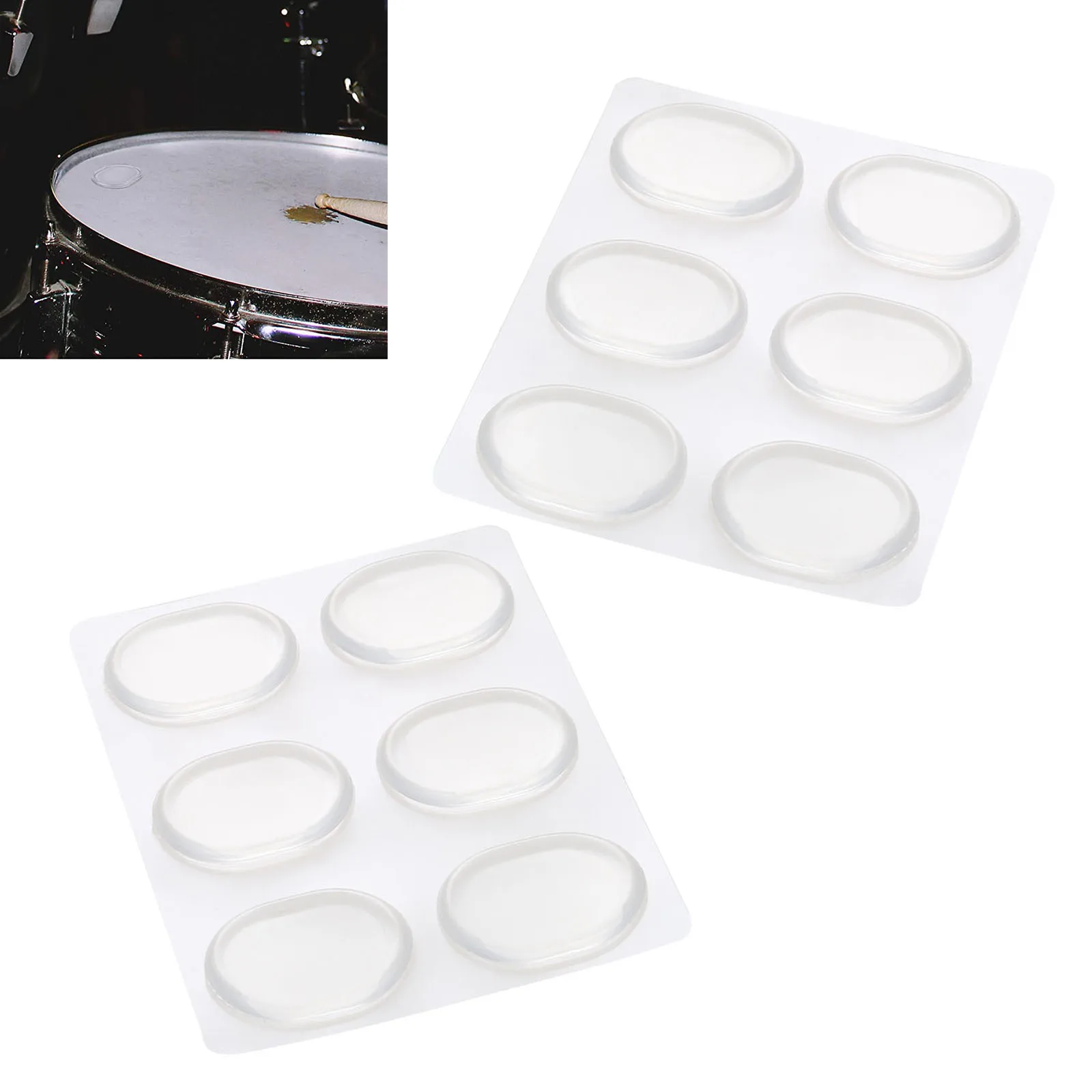 12 Pcs Round Silicone Drum Silencers and 2 Pcs Long Clear Soft Drum Dampening Gel Pads Transparent Drum Mute Pads for Drums Tone Control MIKIMIQI Drum Dampeners Gel Pads 