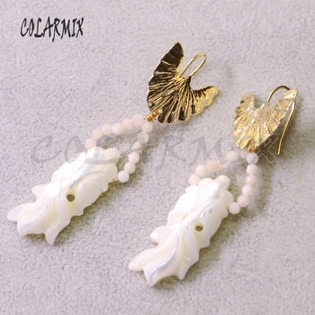

3 Pairs White earrings Gold fish earrings Jewelry earrings fashion jewelry gift for lady 6197