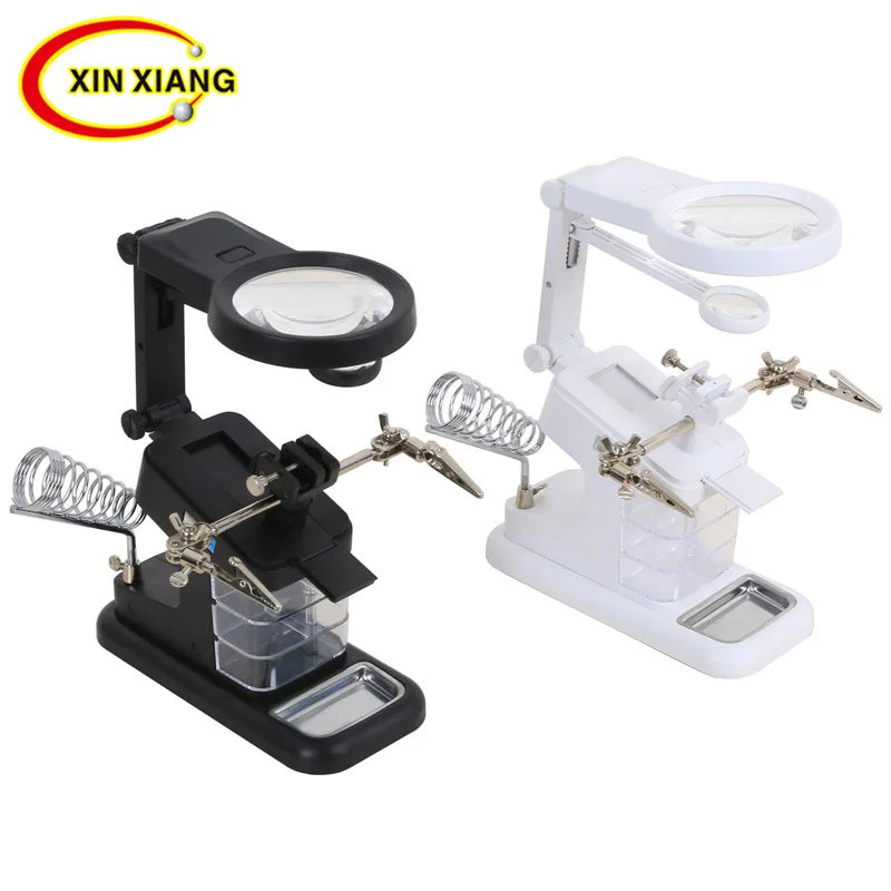 

Multifunctional Welding Magnifier 3X 25X 45X Third Hand for Soldering 10 LED Soldering Glasses Auxiliary Clip Loupe LED Lupa