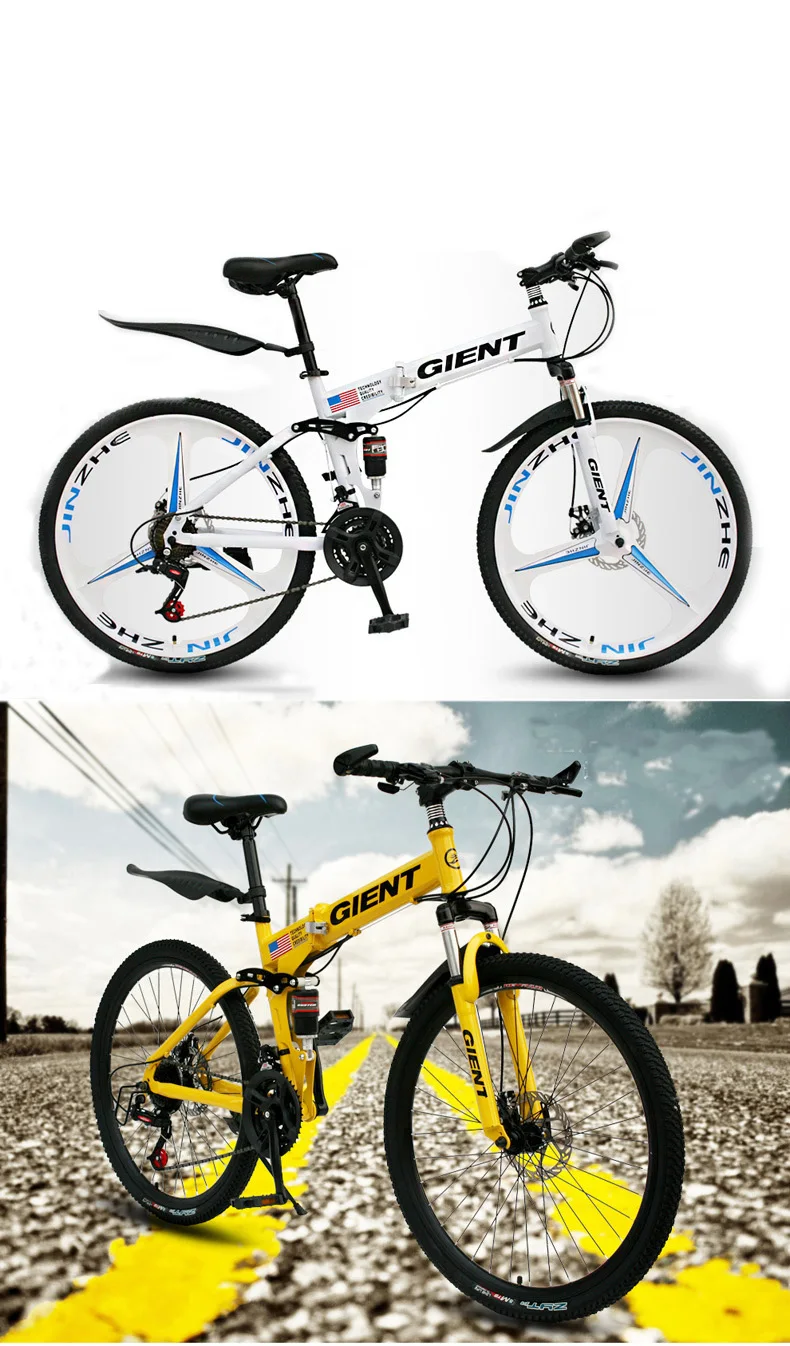 Sale Mountain Folding Bike Bicycle 21 Speed 26 Inch Double Shock Absorption Shifting One Wheel Adult Men and Women 0