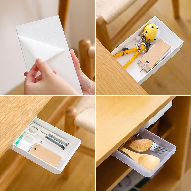 

Hidden Adhesive Pen Container Office Stationery Sundries Storage Drawer Box Desk under Adhesive Drawer-type Pencil Storage Case