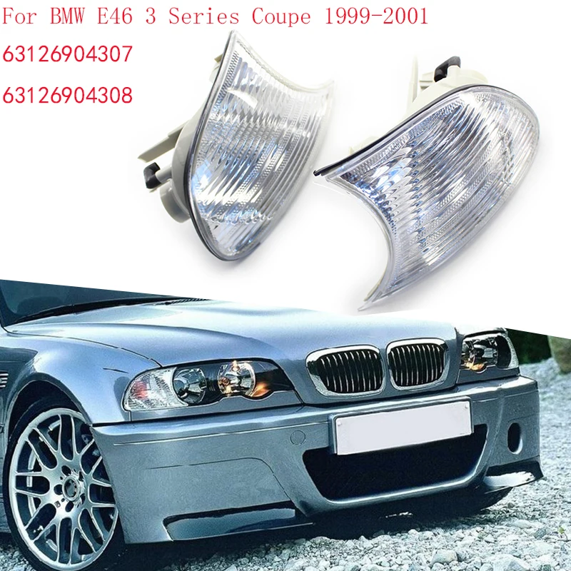 

63126904307 63126904308 Car Clear Side Marker Signal Blinker Corner Parking Light Lamp for -BMW E46 3 Series M3 Coupe 1999~2001