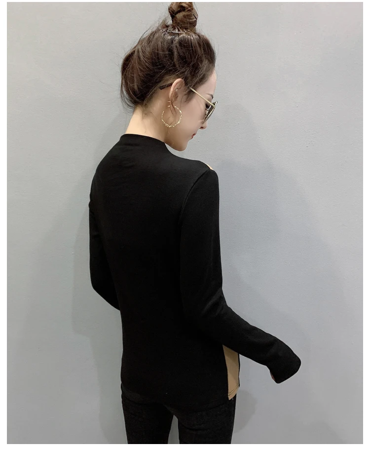 Корейская тонкая рубашка с длинным рукавом для женщин Blusas Mujer De Moda Модные топы для офисных леди, повседневные топы с круглым вырезом и стразами 7840 50