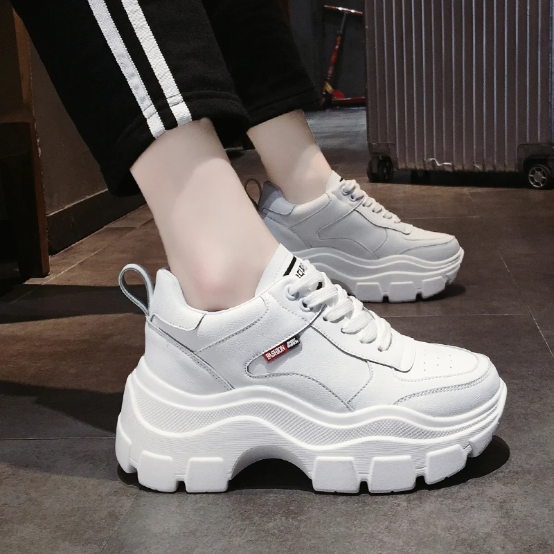 

New Women Platform Casual Shoes canvas Breathable Wedge Heels Shoes 8CM Spring Thick Sole Sneakers Woman Deportivas Mujer F4-94