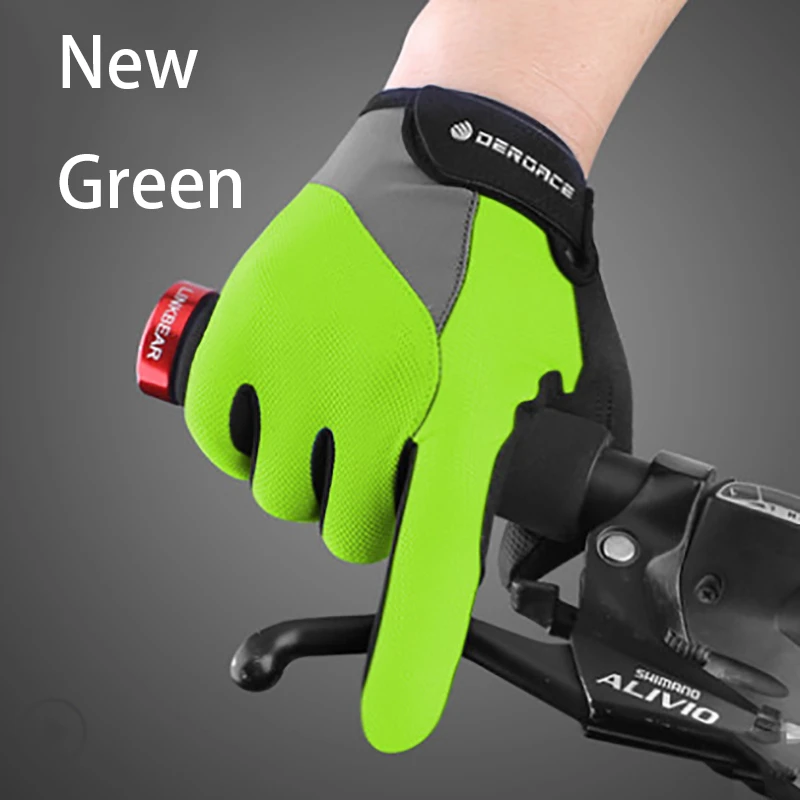 New Green Весна Осень мужские и женские велосипедные перчатки с сенсорным экраном Нескользящие дышащие универсальные велосипедные перчатки велосипедные спортивные перчатки - Цвет: New Green