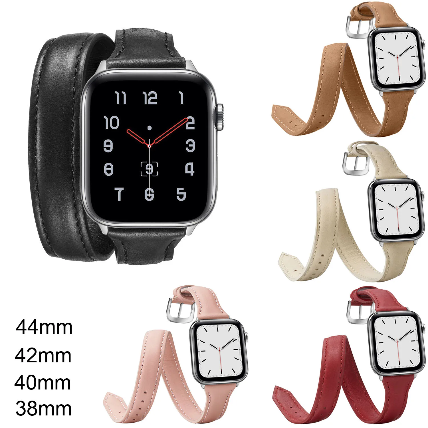 Двойной тур Браслет из натуральной кожи ремешок для Apple Watch группа 12 3 4 5 ремень iWatch