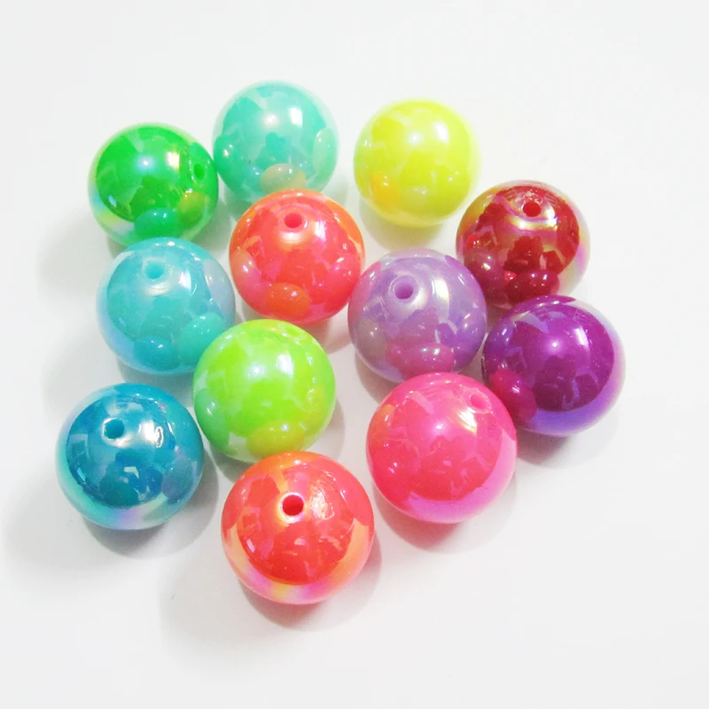 Lote de cuentas de neón chapadas para collar grueso a la moda, lote de 12mm, 500 unids/bolsa, 20mm, 100 unids/bolsa, joyería