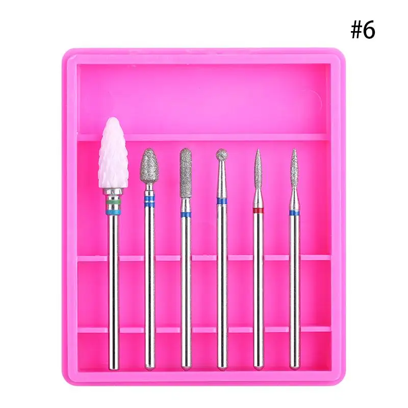 6pcs 12 KALIBUR 30 шт. сверла для ногтей, электрический сверлильный станок для ногтей, набор силиконовых керамических фрез для удаления УФ-геля - Цвет: 6pcs 12