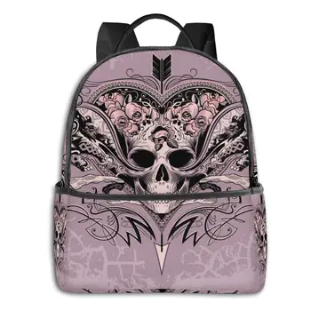 

Backpack School Bags for Teenage Skull Heart On A Dusty Mauve Travel Bags Style Back Pack Korean Cute Backpack