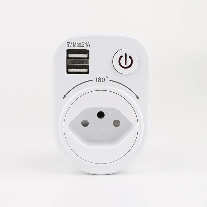 Switzerland Plug 5V 2.1A Электрический двойной USB зарядное устройство адаптер «Умная» вилка-в розетка для зарядки розетка выключатель питания