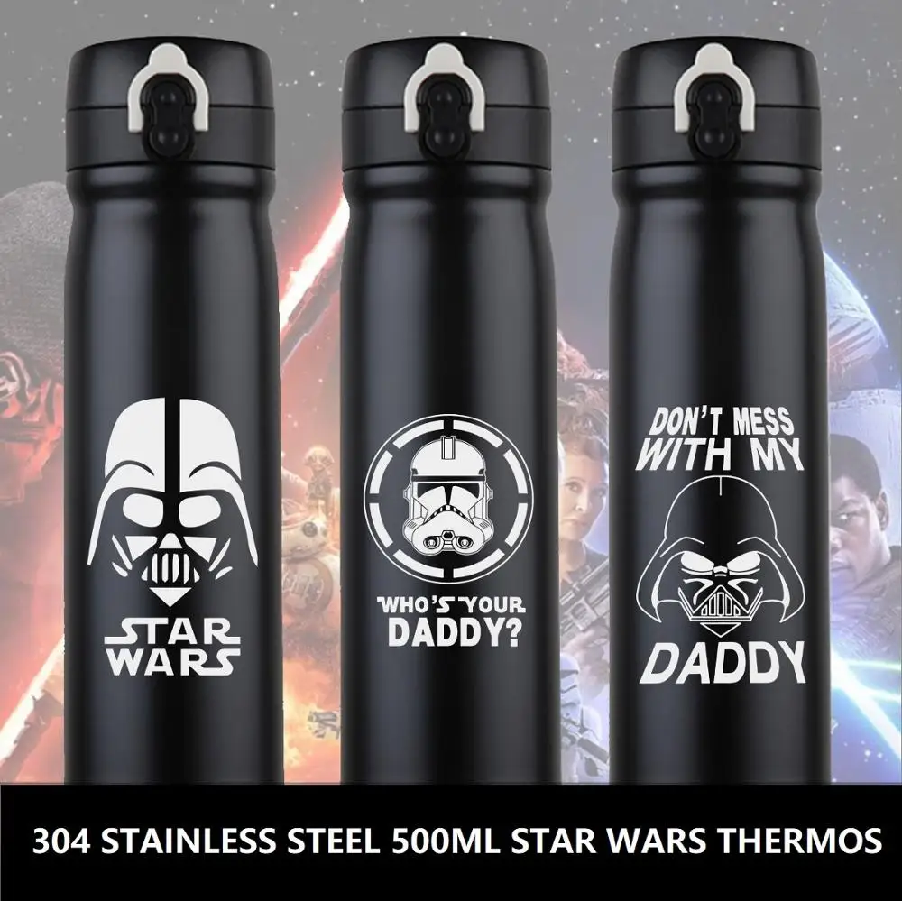

OUSSIRRO Star Wars Theme Thermos Darth Vader Pure Color Mugs Cup Kitchen Tool Gift