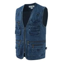 Весенний и осенний ковбойский жилет для мужчин среднего возраста, мужской повседневный жилет большого размера с несколькими карманами, хлопковый жилет для рыбалки