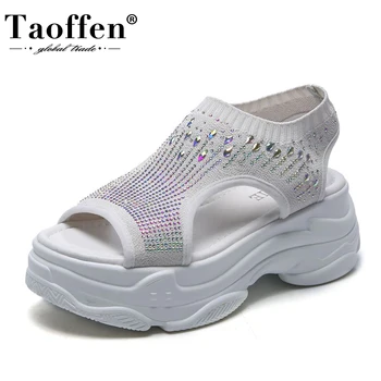 

Taoffen Women Sandals Thick Bottom Fashion Woman Summer Shoes Bling Elastic Outdoor Usual Woman Shoes Footwear Size 34-39
