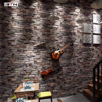 

Free shipping Thick retro brick stone blue brick red brick wallpaper 3D stereo culture stone restaurant background wallpaper