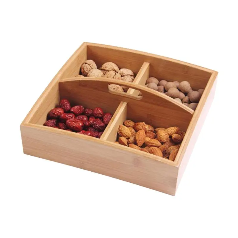 Details about   Food Storage Dispenser Candy Box Organizer Nuts With Lid Home Wooden Snack Tray 