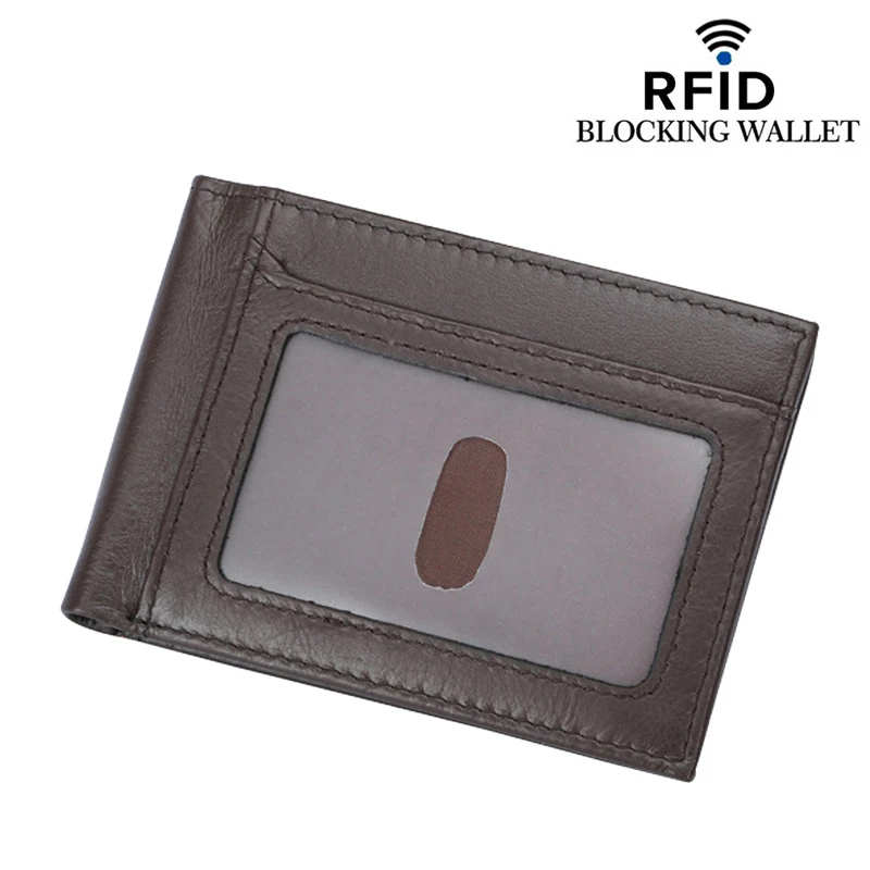 Мужской кошелек, многофункциональный, RFID, противоугонная кисть, натуральная кожа, клатч, много слотов для карт, ID держатель для карт, мужской короткий кошелек для монет - Цвет: Кофе