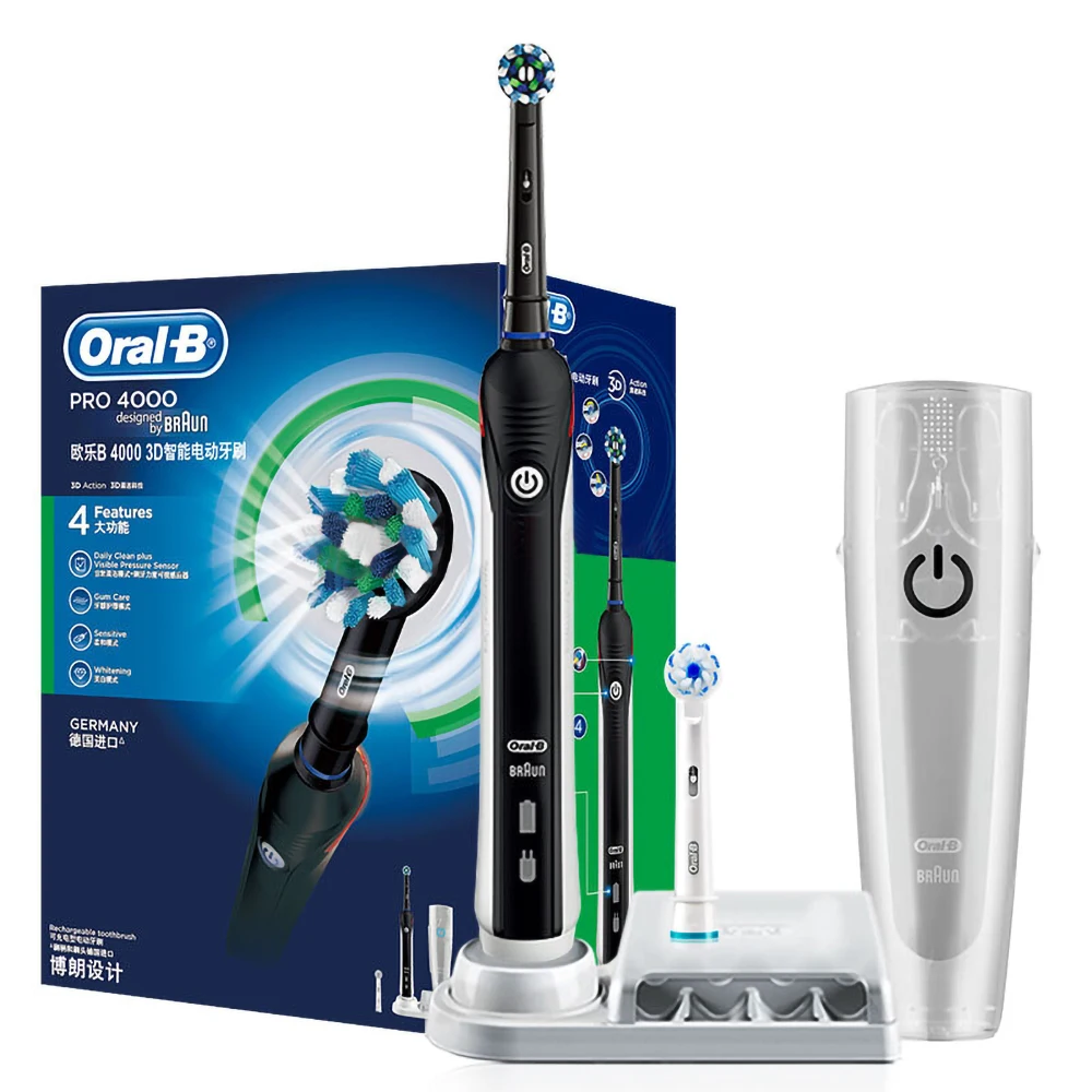 Ультразвуковая электрическая зубная щетка Oral B PRO4000 для отбеливания зубов лучшая