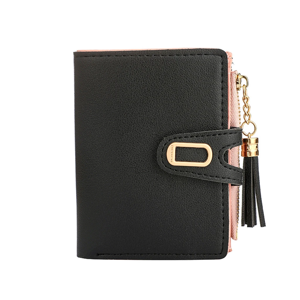 Women Wallets Small Fashion Lovely  Leather Purse Hasp Ladies Card Bag Elegant Solid Color Clutch Zip Female Handbag Clip 819